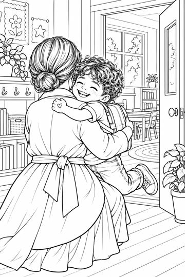 Colouring page: Mum is right there