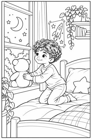 Colouring page: Give teddy a job