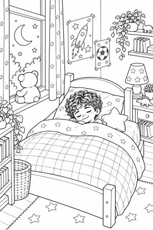 Colouring page: Teddy on watch